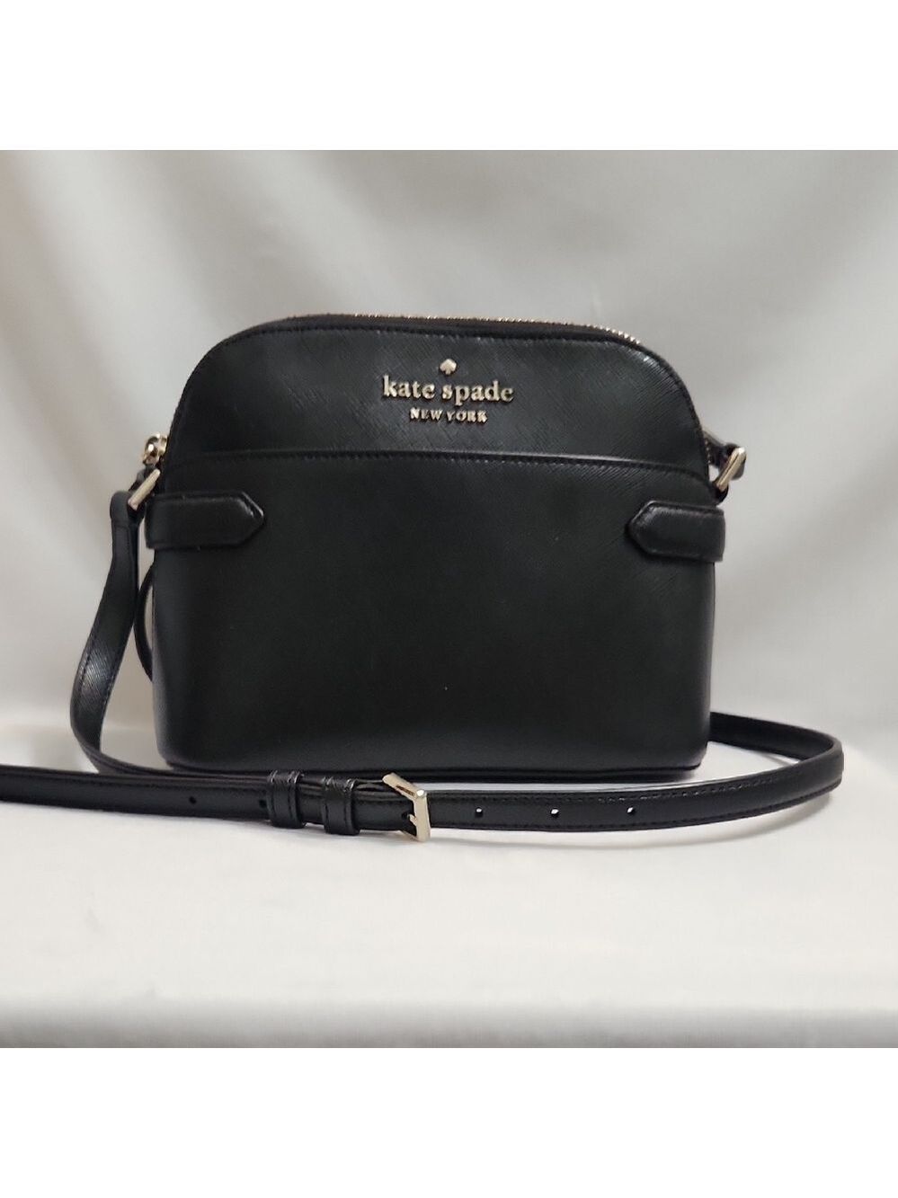 Kate Spade Staci Dome Saffiano Black Leather Casual Crossbody Bag